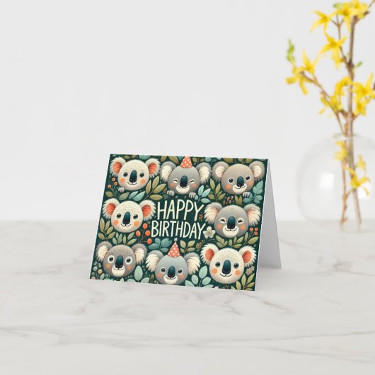 Koala Happy Birthday Kaart (Gele Bloem)