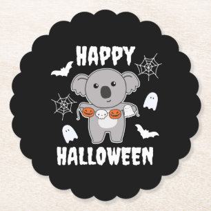 Koala Happy Halloween Pumpkin Bat Costume Kartonnen Onderzetters