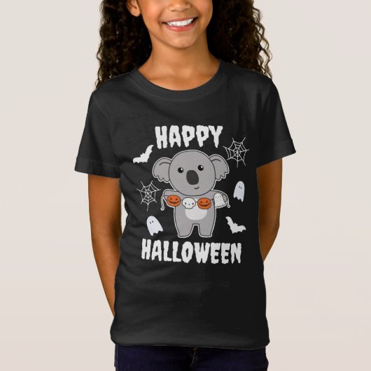 Koala Happy Halloween Pumpkin Bat Costume T-shirt (Voorkant)