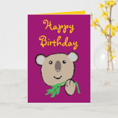 koala, HappyBirthday Kaart (Gele Bloem)