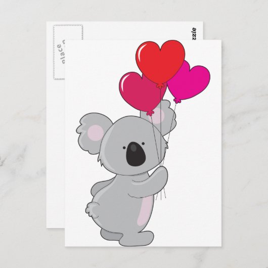Koala Heart Balloons Briefkaart (Voorkant / Achterkant)