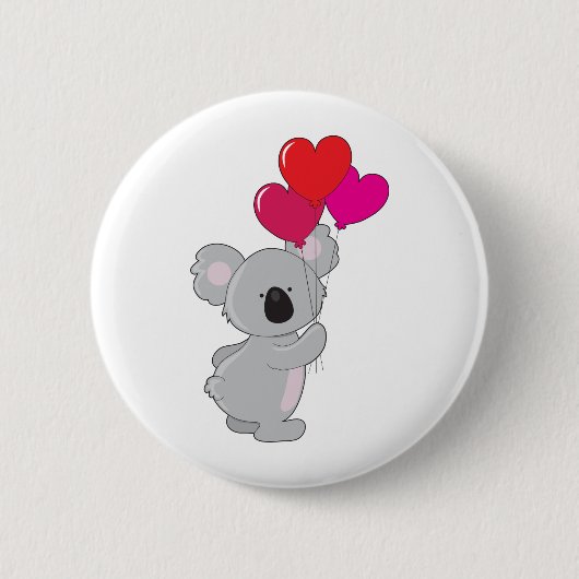 Koala Heart Balloons Ronde Button 5,7 Cm (Voorkant)
