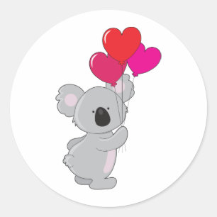 Koala Heart Balloons Ronde Sticker
