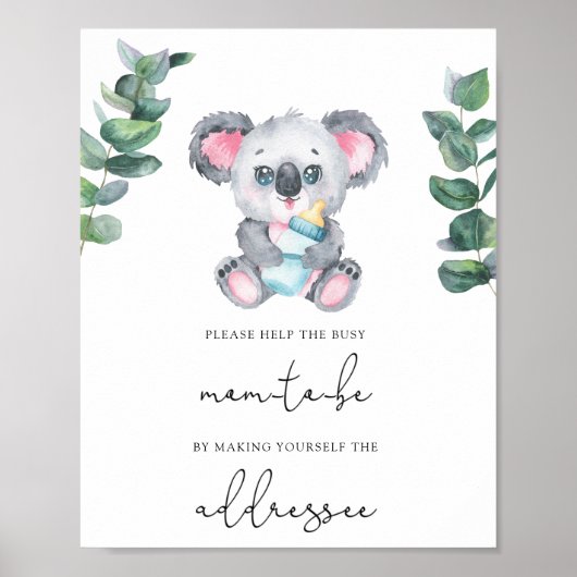 Koala /Help de bezige aanstaande moeder een envelo Poster (Voorkant)
