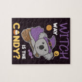 Koala Hexe Witch Way is het Snoep Happy Halloween Legpuzzel (Horizontaal)