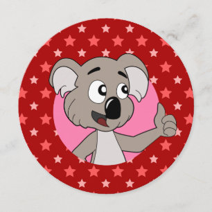 Koala hoofd cartoon verjaardag print uitnodigingen