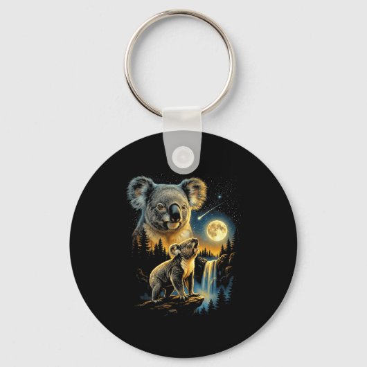 Koala huilt naar de maan meme grappige 90's koala sleutelhanger (Voorkant)