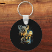 Koala huilt naar de maan meme grappige 90's koala sleutelhanger (Voorkant)