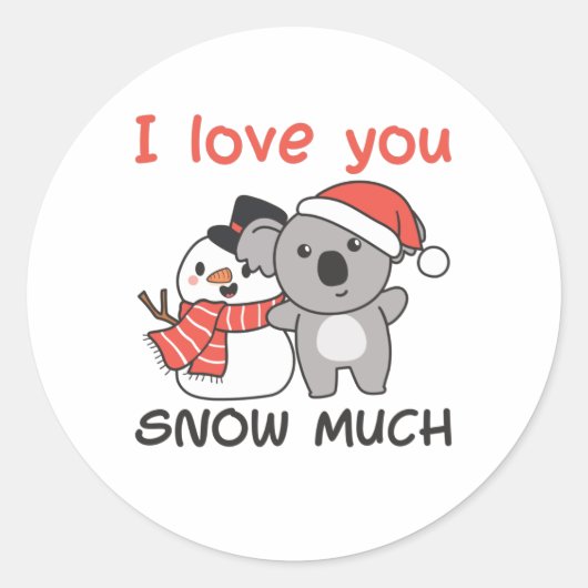 Koala I hou van je sneeuwveel Snowman Pun Ronde Sticker (Voorkant)