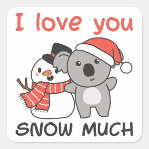 Koala I hou van je sneeuwveel Snowman Pun Square S Vierkante Sticker