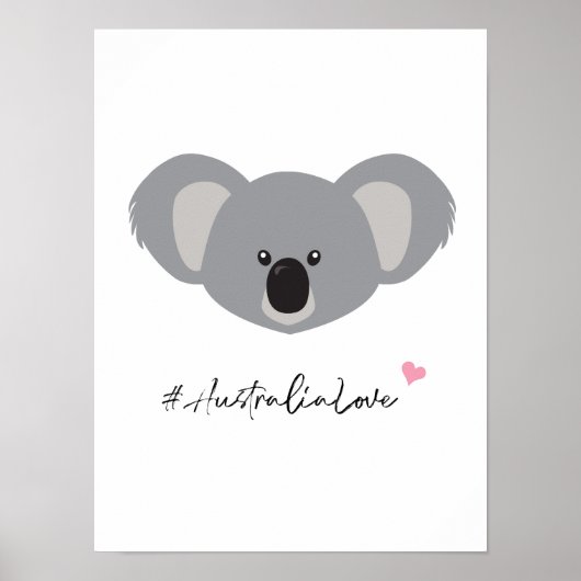 Koala Illustratie #Australia Love White Poster (Voorkant)