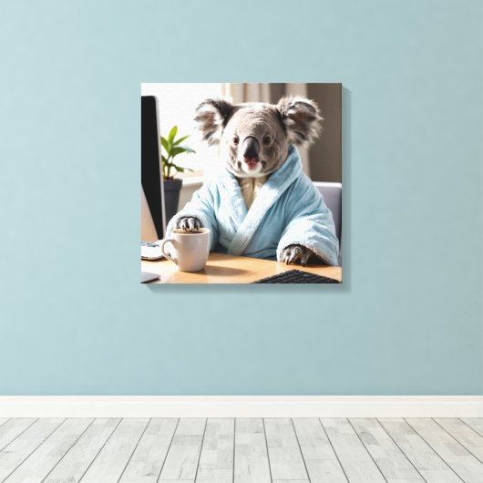Koala in a Robe Canvas Afdruk (Insitu (Houten vloer))