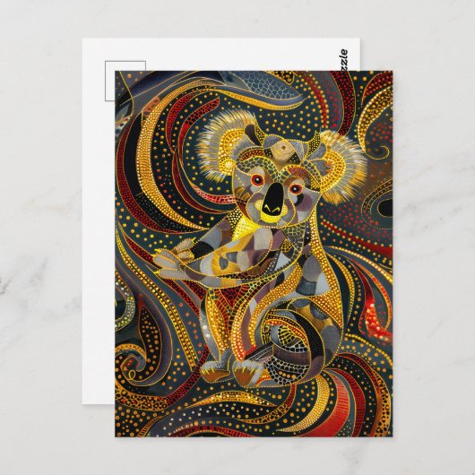 Koala in Aboriginal Dot Art Style Briefkaart (Voorkant / Achterkant)