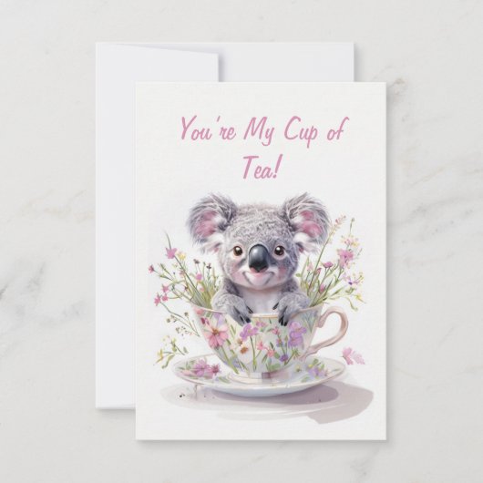 Koala in bloemenkopje bedankkaart (Voorkant)