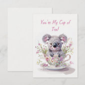 Koala in bloemenkopje bedankkaart (Voorkant / Achterkant)