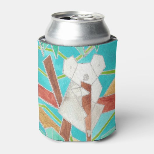 Koala in Boom Originele Abstracte Kunst Blikjeskoeler (Blikje Voorkant)