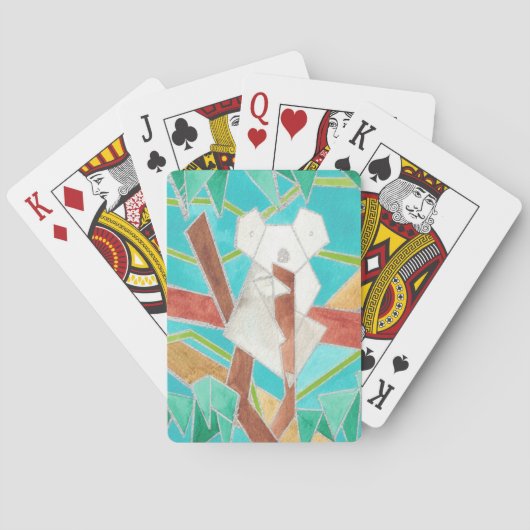 Koala in Boom Originele Abstracte Kunst Pokerkaarten (Achterkant)