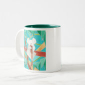 Koala in boom Originele Abstracte Kunst Tweekleurige Koffiemok (Voorkant links)