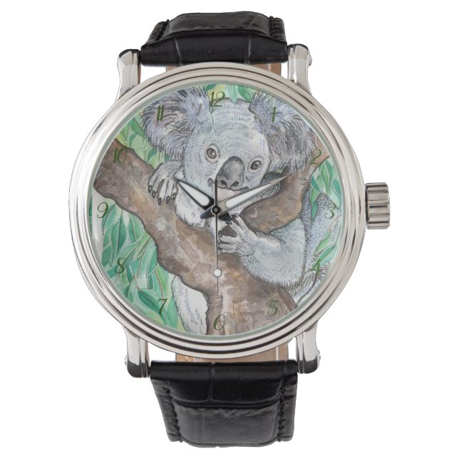 Koala in de Eucalyptusboom Horloge (Voorkant)