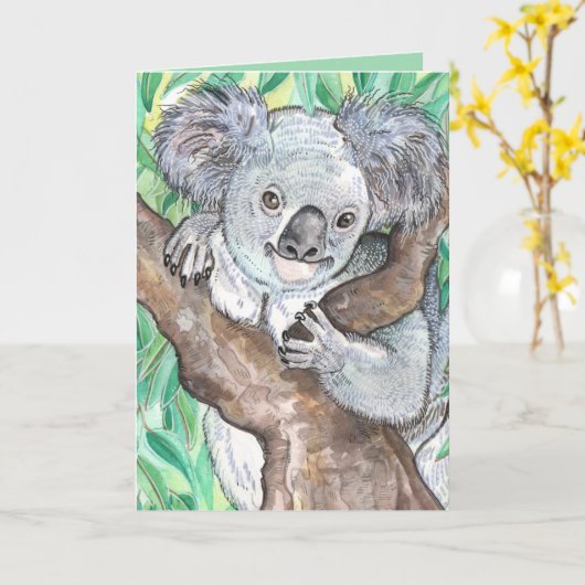 Koala in de Eucalyptusboom Kaart (Gele Bloem)