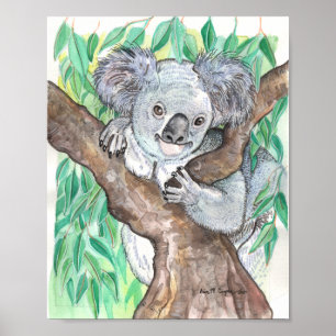 Koala in de Eucalyptusboom Poster