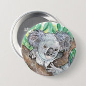 Koala in de Eucalyptusboom Ronde Button 7,6 Cm (Voorkant /achterkant)