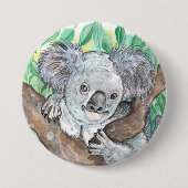 Koala in de Eucalyptusboom Ronde Button 7,6 Cm (Voorkant)