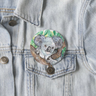Koala in de Eucalyptusboom Ronde Button 7,6 Cm