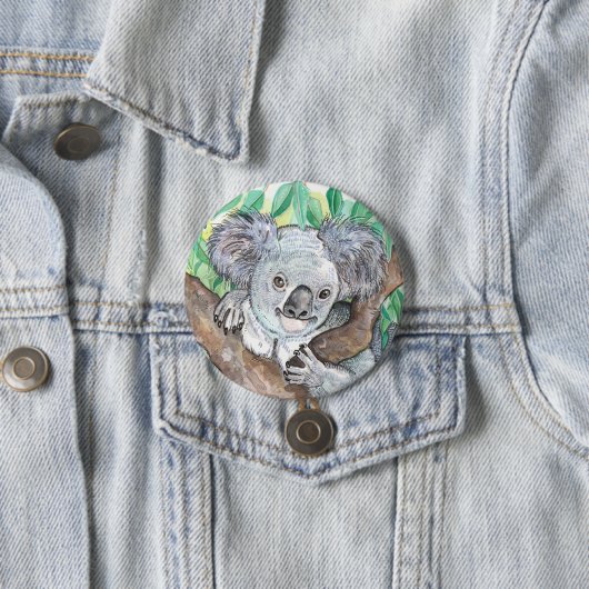 Koala in de Eucalyptusboom Ronde Button 7,6 Cm (In situ)