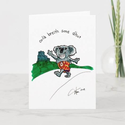Koala in een Kilt verjaardagskaart Kaart (Voorkant)