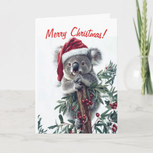 Koala in een Santa Hat Christmas Kaart