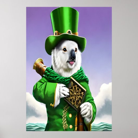 Koala in groene kleding | AI Art Poster (Voorkant)