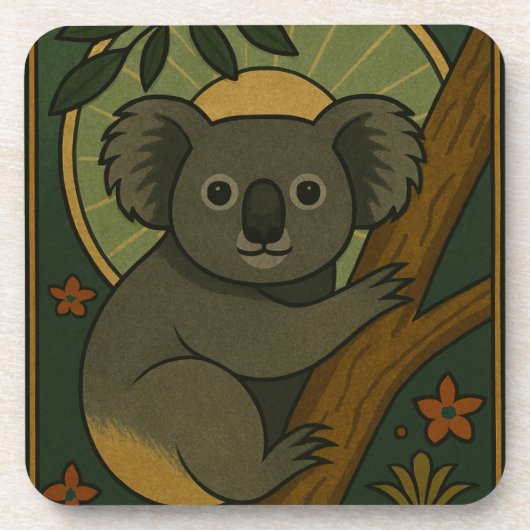 Koala in het botanische mandala bier onderzetter (Voorkant)