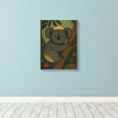 Koala in het botanische mandala canvas afdruk (Insitu (Houten vloer))