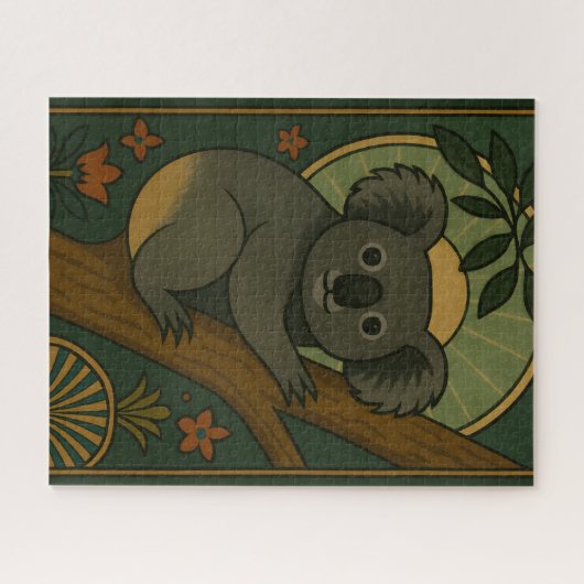 Koala in het botanische mandala legpuzzel (Horizontaal)
