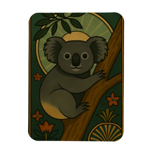 Koala in het botanische mandala magneet (Verticaal)