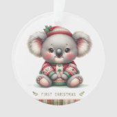 Koala in Holiday Sweater & Holly Hat Ornament (voorkant)