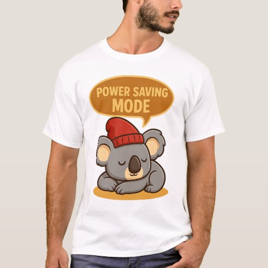 Koala in Power Saving Mode – Funny Relaxed Animal T-shirt (Voorkant)