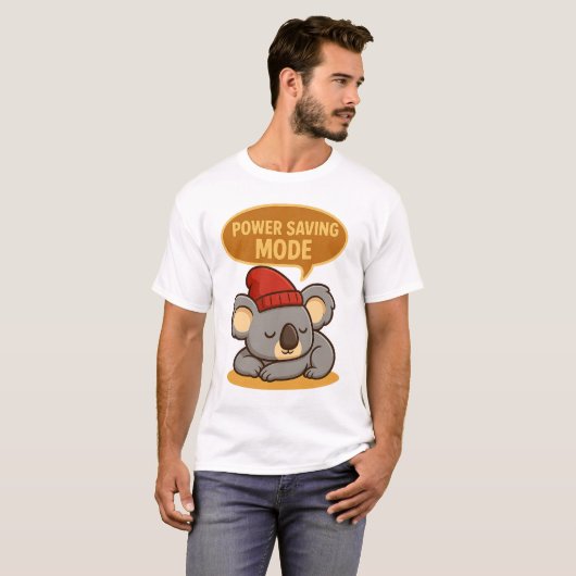 Koala in Power Saving Mode – Funny Relaxed Animal  T-shirt (Voorkant volledig)
