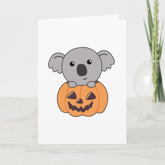 Koala in Pumpkin Oranje Koalas Halloween Bärchen Kaart (Voorkant)