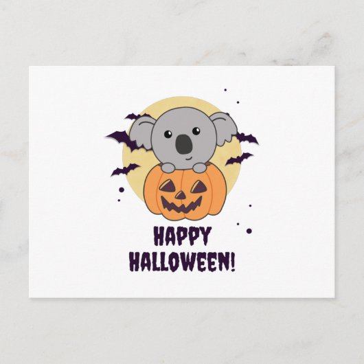 Koala in Pumpkin Sweet Koalas Happy Halloween Briefkaart (Voorkant)