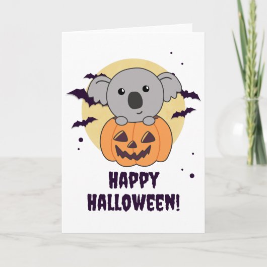 Koala in Pumpkin Sweet Koalas Happy Halloween Kaart (Voorkant)
