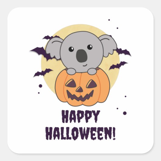 Koala in Pumpkin Sweet Koalas Happy Halloween Vierkante Sticker (Voorkant)