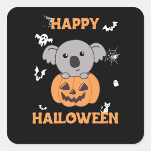 Koala in Pumpkin Sweet Koalas Happy Halloween Vierkante Sticker