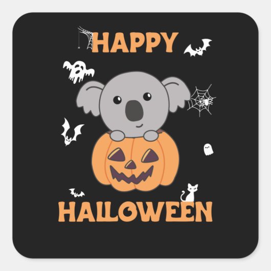 Koala in Pumpkin Sweet Koalas Happy Halloween Vierkante Sticker (Voorkant)