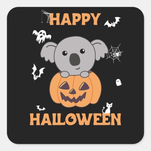 Koala in Pumpkin Sweet Koalas Happy Halloween Vierkante Sticker (Voorkant)