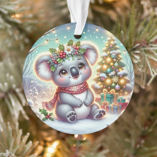 Koala in Red Scarf & Holly Crown  Ornament (Boom)