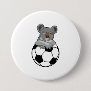 Koala in Soccer Sports Ronde Button 7,6 Cm