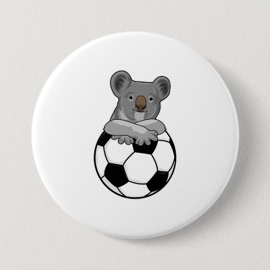 Koala in Soccer Sports Ronde Button 7,6 Cm (Voorkant)
