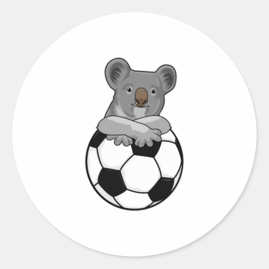 Koala in Soccer Sports Ronde Sticker (Voorkant)